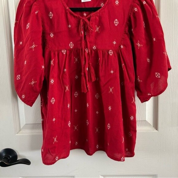Ariat Red Western Boho Lightweight Bohemian Shirt Blouse Sz Medium - Picture 3 of 16